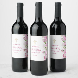 Rótulo De Garrafa De Cerveja Primeira Comunhão Hortênsia Rosa