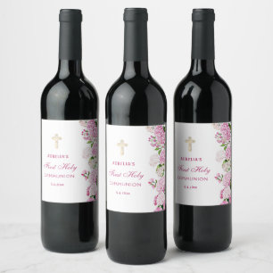Rótulo De Garrafa De Cerveja Primeira Comunhão Hortênsia Rosa