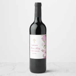 Rótulo De Garrafa De Cerveja Primeira Comunhão Hortênsia Rosa