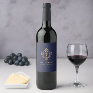 Rótulo De Garrafa De Cerveja Primeira Comunhão Menino Azul Marinho Elegante Bra