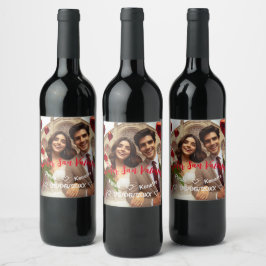 Rótulo De Garrafa De Cerveja Primeiro dia dos namorados juntos | Foto Espanhol
