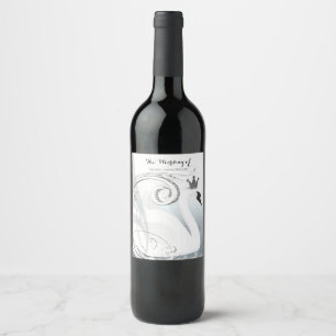 Rótulo De Garrafa De Cerveja Princesa Cisne Prata & Branco Vinho Custom Elegant