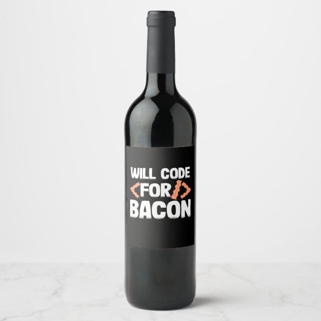 Rótulo De Garrafa De Cerveja Programador Codificará Para Bacon (Frente)