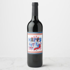 Rótulo De Garrafa De Cerveja Projeto de Celebração Patriótica do Dia 4 de Julho