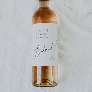 Rótulo De Garrafa De Cerveja Proposta de Bridesmaid de Script Minimalista Whims