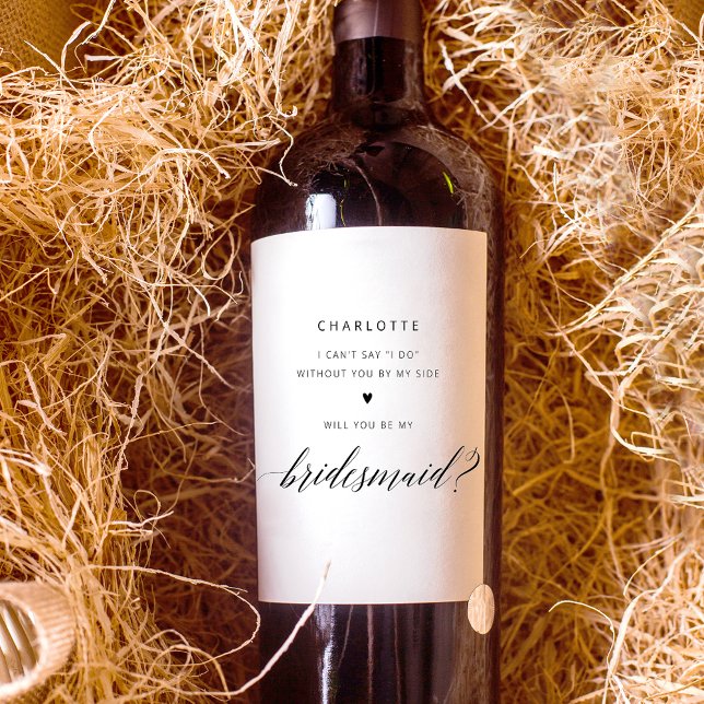 Rótulo De Garrafa De Cerveja Proposta de Bridesmaid Elegante Simples (Criador carregado)