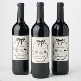 Rótulo De Garrafa De Cerveja Proposta de Damas de Honra Floral com Laço Desenha