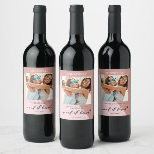 Rótulo De Garrafa De Cerveja Proposta de Madrinha de casamento Dourada Rosa mod