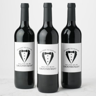 Rótulo De Garrafa De Cerveja Proposta de Padrinho de casamento de Terno Tuxedo 
