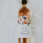 Rótulo De Garrafa De Cerveja Proposta Rustic Earth Florals Bridesmaid<br><div class="desc">Esta rústica marca de vinho de proposta de damas de honra floral é perfeita para um casamento outono. O elegante design de tons de terra apresenta flores de aquarela rústicas em terracota,  cobre,  laranja queimado,  pêssego,  rosa esbranquiçado e branco creme com estilo vintage boho.</div>
