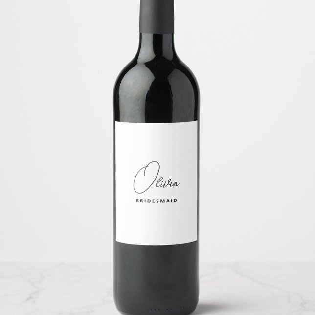 Rótulo De Garrafa De Cerveja Proposta Simples de Bridesmaid Personalizada Moder (Personalized bridesmaid wine labels with name, bridesmaid proposal, wedding bridal party gifts)