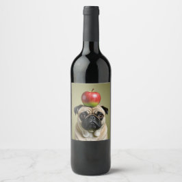 Rótulo De Garrafa De Cerveja Pug Apple