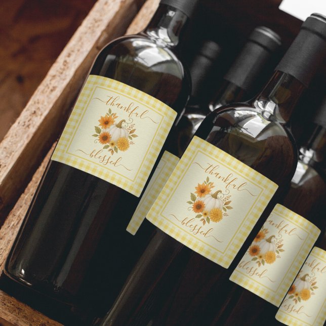 Rótulo De Garrafa De Cerveja Pumpkin agradecido e abençoado | Ação de Graças (Criador carregado)