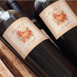 Rótulo De Garrafa De Cerveja Pumpkin agradecido e abençoado | Ação de Graças