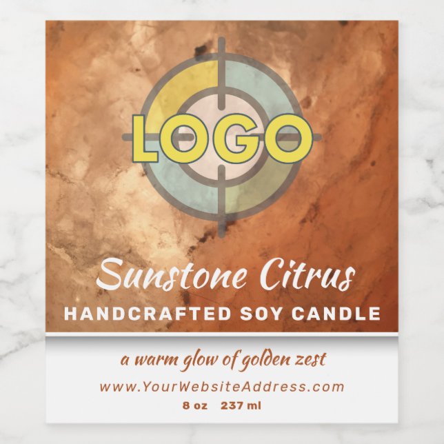 Rótulo De Garrafa De Cerveja Pumpkin Laranja Pêssego Marble Brilho Aestético (Rótulo Único)