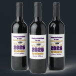 Rótulo De Garrafa De Cerveja Purple Gold Class of 2026 Custom Graduation Party<br><div class="desc">Customize your own purple and gold Class of 2026 graduate wine labels for a college graduation party. Cool varsity letters for the year on great custom labels for university senior gifts.</div>