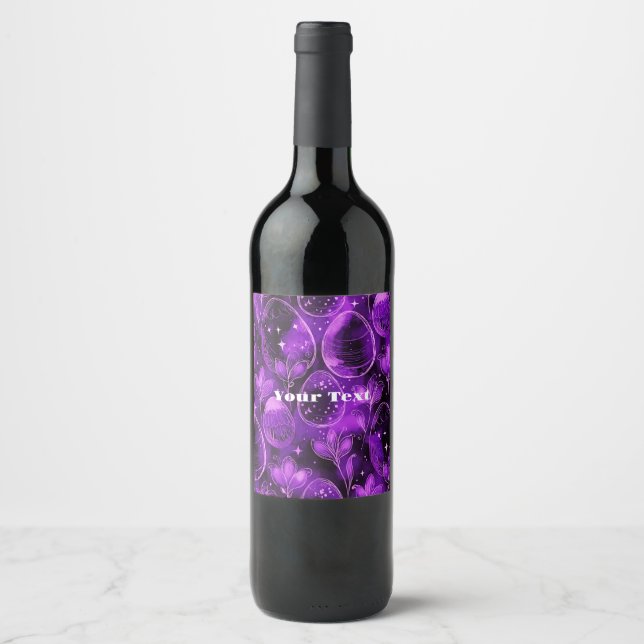Rótulo De Garrafa De Cerveja Purple Gothic Easter Pattern (Frente)