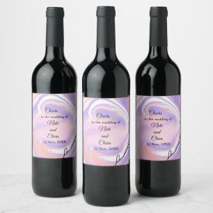 Rótulo De Garrafa De Cerveja Púrpura cor-de-rosa, cor-de-água, pintada à mão, p