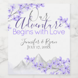 Rótulo De Garrafa De Cerveja Púrpura Montanha Lilac Floral Watercolor