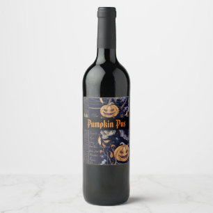 Rótulo De Garrafa De Cerveja Pus de Abóbora Assustadora Vintage de Halloween