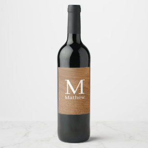 Rótulo De Garrafa De Cerveja quadro de madeira marrom padrão de monograma de no