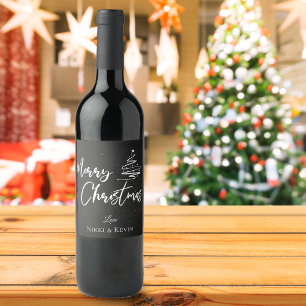 Rótulo De Garrafa De Cerveja Quadro Negro Personalizado Feliz Natal