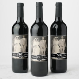 Rótulo De Garrafa De Cerveja Qualquer Foto do Aniversário de Casamento de Pedra