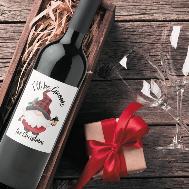 Rótulo De Garrafa De Cerveja Que bom que serei Gnomo para o Natal (Cute I'll Be Gnome for Christmas Holiday Wine Label)