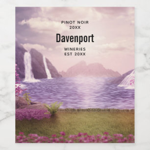 Rótulo De Garrafa De Cerveja Quedas Cênicas por um Fazer de Lago de Vinho