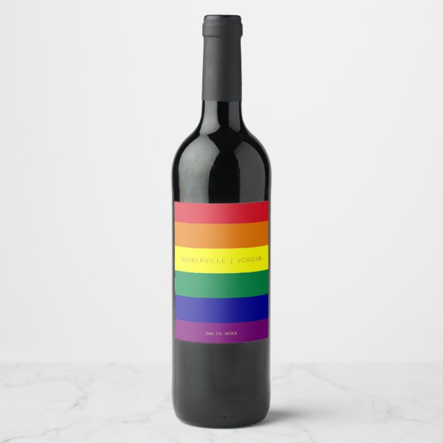 Rótulo De Garrafa De Cerveja Rainbow Flag Wedding (Frente)