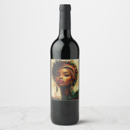 Rótulo De Garrafa De Cerveja Rainha Afrocentríca do Natal