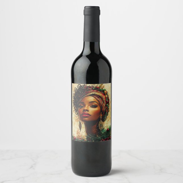 Rótulo De Garrafa De Cerveja Rainha Afrocentríca do Natal (Frente)