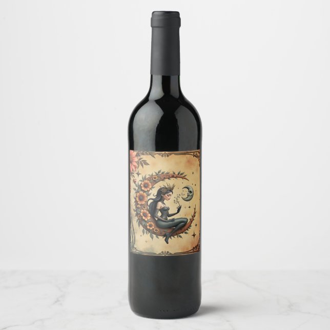 Rótulo De Garrafa De Cerveja Rainha Crescente Girassol  (Frente)