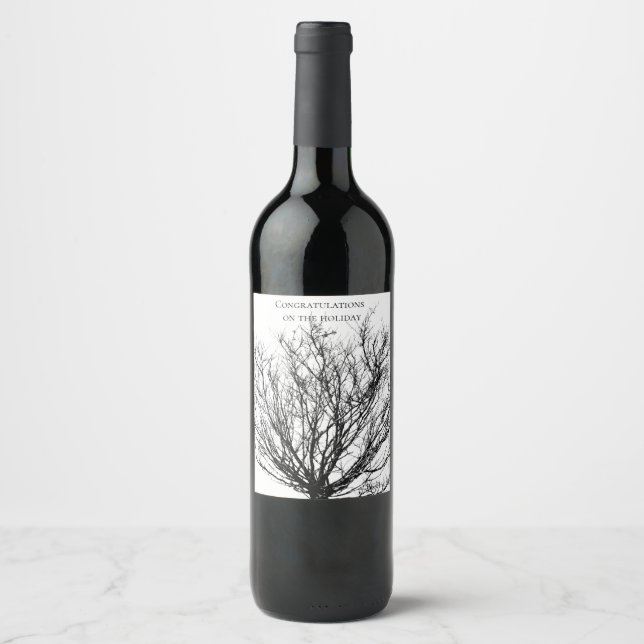 Rótulo De Garrafa De Cerveja Ramificações de árvores, preto e branco em (Frente)