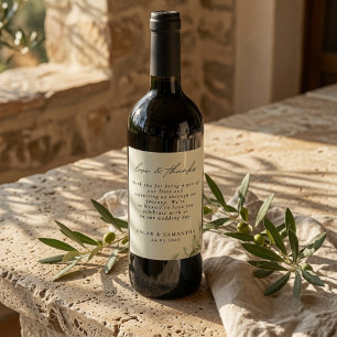 Rótulo De Garrafa De Cerveja Ramo de Oliveira Elegante Casamento Verde