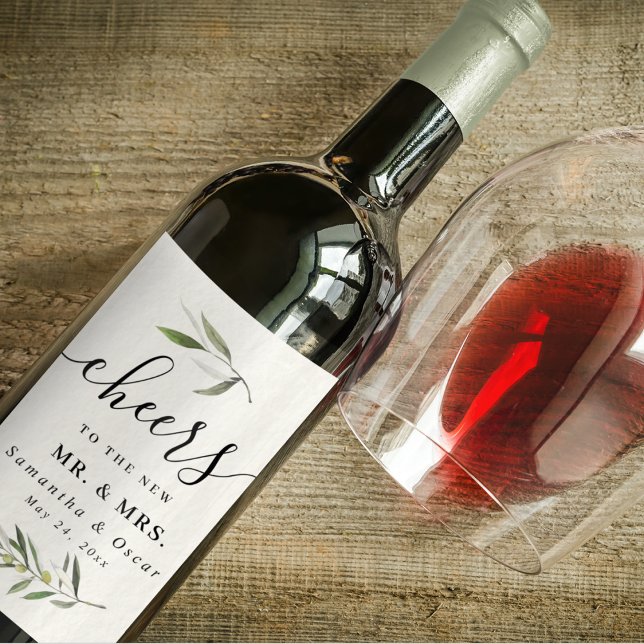 Rótulo De Garrafa De Cerveja Ramo de Oliveira Verde Aquarela Moderna  (Criador carregado)