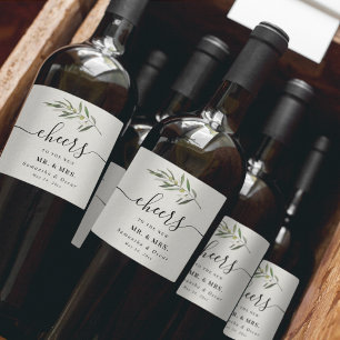 Rótulo De Garrafa De Cerveja Ramo verde oliva simples em aquarela