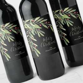 Rótulo De Garrafa De Cerveja Ramos Frutas Natal Feriado Preto