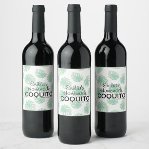 Rótulo De Garrafa De Cerveja Receita Caseira de Coquito Folha de Palmeira