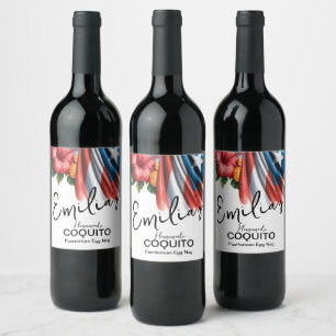 Rótulo De Garrafa De Cerveja Receita de Coquito Bebida Eggnog Floral Negócios