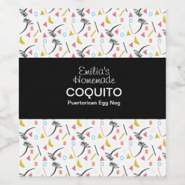 Rótulo De Garrafa De Cerveja Receita de Coquito Bebida Palmeiras Eggnog Moderno