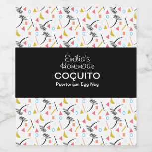 Rótulo De Garrafa De Cerveja Receita de Coquito Bebida Palmeiras Eggnog Moderno