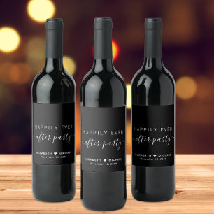 Rótulo De Garrafa De Cerveja Recepção de Casamento Preto Chic Felizes para Semp