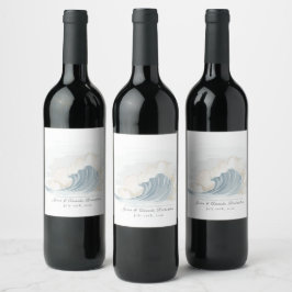 Rótulo De Garrafa De Cerveja Recepção Elegante Inspirada no Oceano