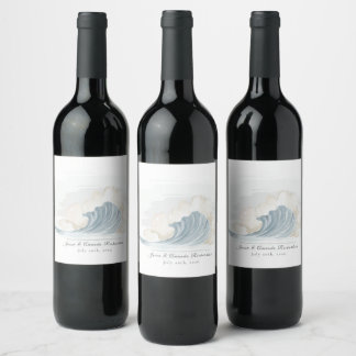 Rótulo De Garrafa De Cerveja Recepção Elegante Inspirada no Oceano