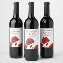 Rótulo De Garrafa De Cerveja Red Poppies Wedding