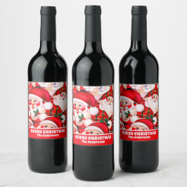Rótulo De Garrafa De Cerveja Red Vintage Santa Claus Tartan Xadrez Natal