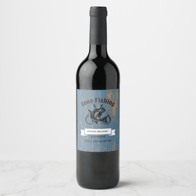 Rótulo De Garrafa De Cerveja Reforma Da Pesca Aposentada Madeira Rústica (Frente)