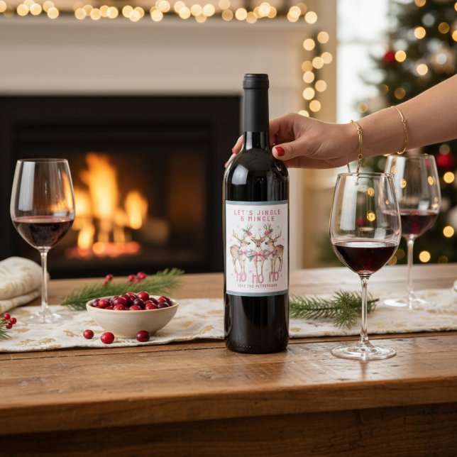 Rótulo De Garrafa De Cerveja Reindeer de Natal Jingle e Mingle Personalizado (Criador carregado)