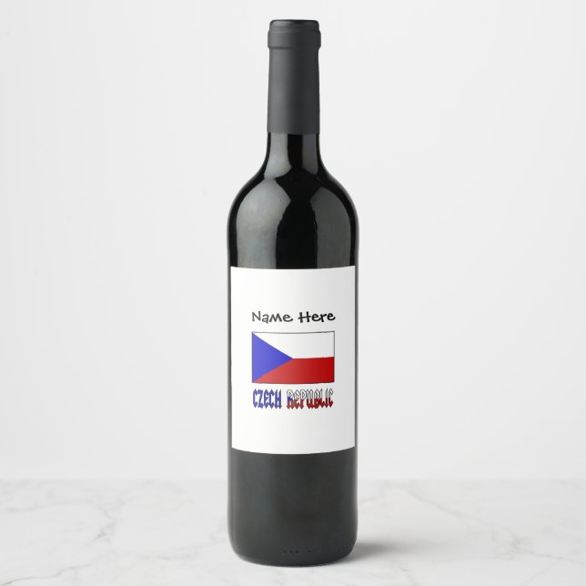 Rótulo De Garrafa De Cerveja República Tcheca e Bandeira Tcheca Personalizadas  (Frente)